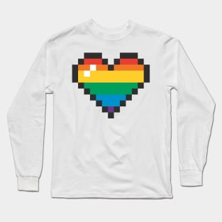 HEART PRIDE PIXEL ART LGBT LOVE Long Sleeve T-Shirt